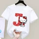 thumbnail image 3 of Camiseta de manga corta de algodón para niños con letras de la A a la Z de Hello Kitty Anime, camiseta suave de Sanrio Summer Girly Heart, regalo de cumpleaños kawaii, 3 of 5