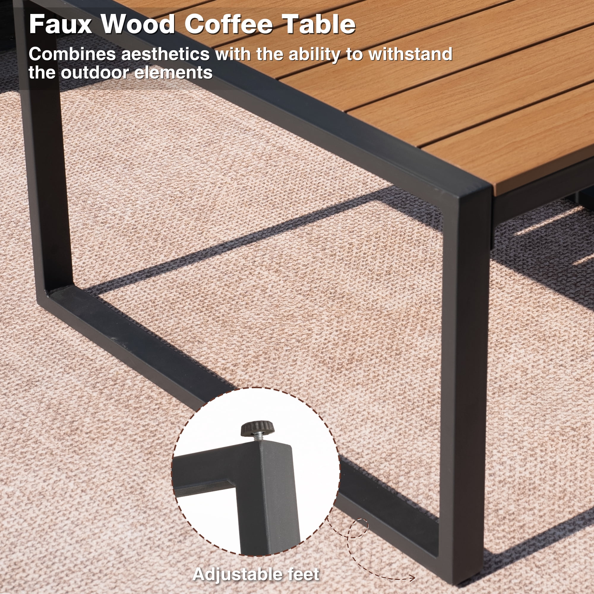 COMLAX FIELD Patio Furniture Set, 6-Piece Outdoor Sectional Sofa Set, L Shape Patio Conversation Set, Outdoor Couch with Coffee Table