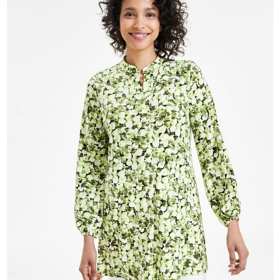 Anne Klein Womens Blouson Knit Blouse, Green, X-Small