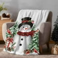 thumbnail image 2 of Christmas Snowman Flannel Blanket for Bed,Travel and Camping, Winter Christmas Tree Cardinal Grey Super Soft Cozy Blanket for All Seasons 50"x60", 2 of 9
