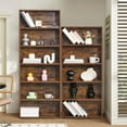 thumbnail image 5 of MCQ 5 Tiers Bookcase, 53 Inch Large Storage Tall Standing Bookshelf with Adjustable Shelves for Home Office, Living Room, Bed Room, Rust, 5 of 7