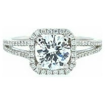 1.25CT Natural Round Diamond (I-J,SI1) Halo Prong Ring 14K White Gold Fine Jewelry for Women Gifts