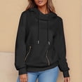 thumbnail image 4 of Women's Solid Hooded Sweatshirt Pocket Zipper Hoodies, 4 of 8