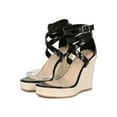 thumbnail image 5 of Square Toe Lucite Strap Criss Cross Strap Wedge 19924, 5 of 6