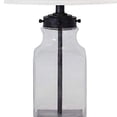 thumbnail image 3 of Benjara BM227350 Smoky Glass Frame Table Lamp with Fabric Shade, Light Gray & Clear, 3 of 5