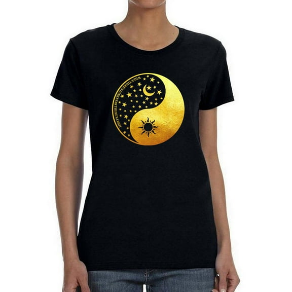 Ying And Yang Sun And Moon Shaped T-Shirt Women -Smartprints Designs, Female Small