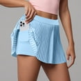 thumbnail image 4 of TTUHYWXI Pleated Tennis Skirt High Waisted Golf Skirts with Shorts Pockets Casual Workout Athletic Skorts for Woman (Blue, L), 4 of 4
