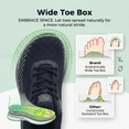 thumbnail image 3 of REABO Women's Wide Toe Box Walking Shoes Sneakers with Arch Support,Black/Gray, Size 6, 3 of 9