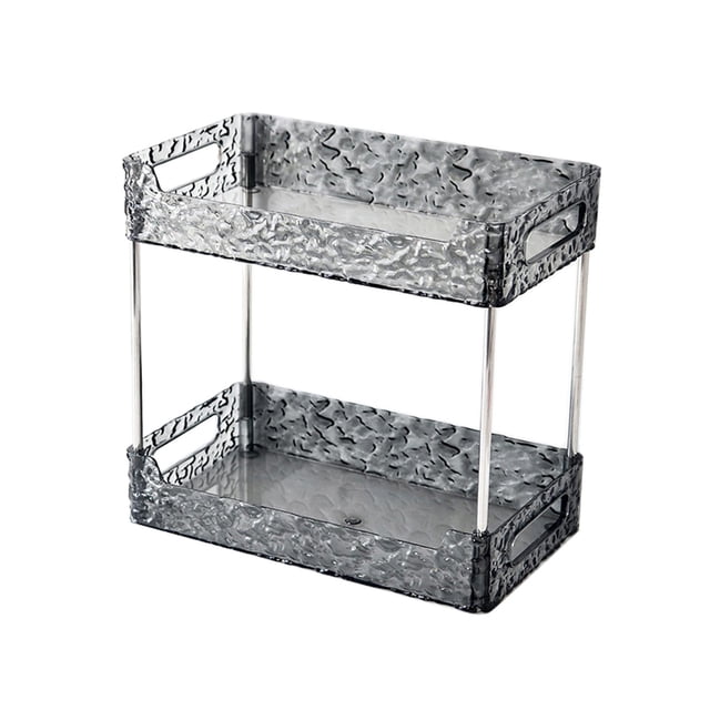 DOLITY Bathroom Storage Rack Bathroom Vanity Tray Modern Decor Dresser Tray Makeup Tray Clear Gray 2 Layer