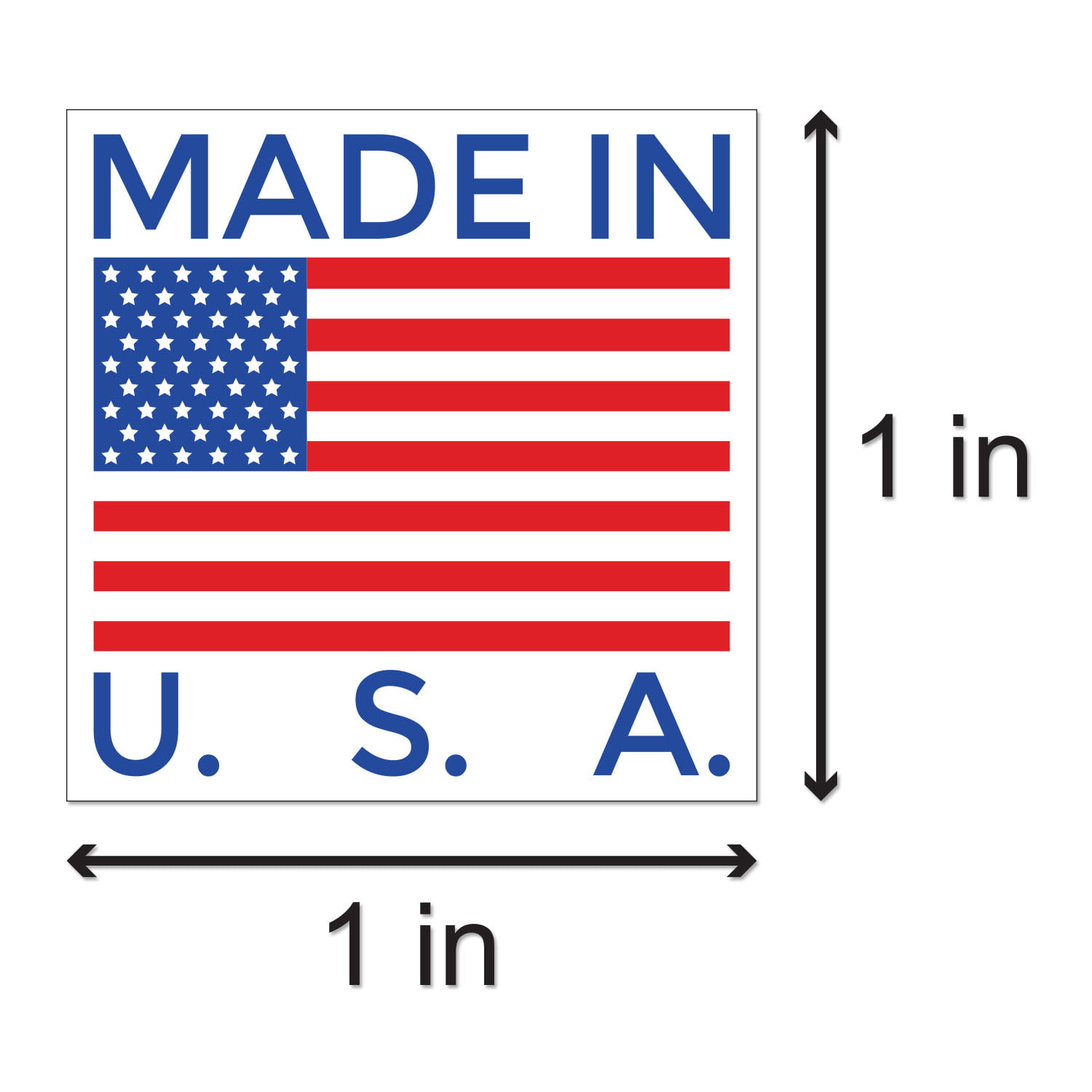 MADE IN U.S.A 1.5" x 1.5" American Flag Decals Stickers Laminated 500 Labels 