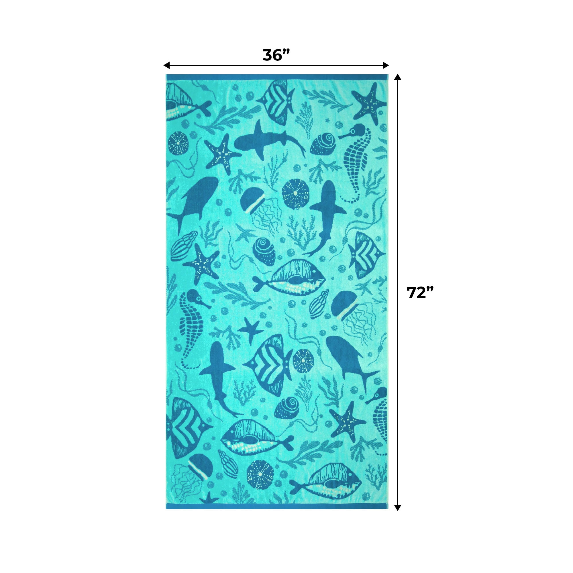 Mainstays Ocean Creatures Beach Towel, Size 72" x 36"