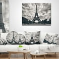 thumbnail image 4 of Designart Paris Eiffel TowerUnder Dramatic Sky - Skyline Photography Throw Pillow - 18x18, 4 of 5