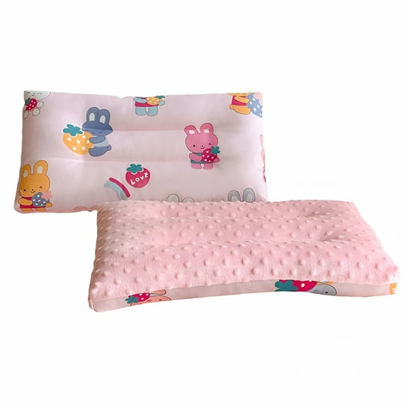 LAMIRO Bed Pillows for Sleeping Soft and Supportive Toddler Pillow Doublesided Breathable Soft Cotton & Minky Dot Fabric Kids Pillow Cute Small Pillow Machine Washable