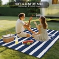thumbnail image 4 of Navy Blue Anchor Nautical Outdoor Rug 6x9 Ft - Reversible Patio Rug Outdoor Camping Rugs, Navy Blue Striped Farmhouse Washable Indoor Outdoor Area Rugs, Non-Slip Outdoor Carpet Runner for Deck/Porch, 4 of 8