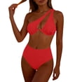 thumbnail image 3 of Roncen Sexy Brazilian Thong High Cut Bikini Sets for Women One Shoulder Cutout Swimsuits 2 Pieces, 3 of 8