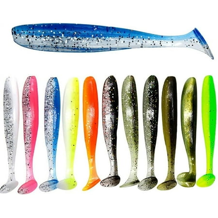 100PCS Soft Fishing Lures for Bass Fishing Soft Plastic Shad Lures Worms Lure Suitable Jig Heads Rigs Fishing Swimbaits Lures for Freshwater Saltwater Mixed Color 100pcs Mixed Color 100pcs One Size