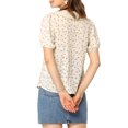thumbnail image 4 of INSPIRE CHIC Women's Floral Puff Sleeves Pleated Collar Button Down Shirt M Beige, 4 of 9