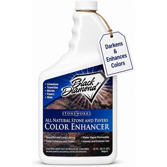 Color Enhancer Sealer for All-Natural Stone and Pavers. Marble, Travertine, Limestone, Granite, Slate, Concrete, Grout, Brick, Block. (1-Quart)