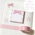 thumbnail image 2 of Pink Ribbon Shaped Sticky Notes Cute Stationery For Student Memo Notepad 9 Sheets, 2 of 6