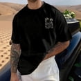 thumbnail image 7 of Mens Graphic T-shirts Short Sleeve Crewneck Tee Beach Vacation Print Loose Summer Beachwear Top Black L, 7 of 7