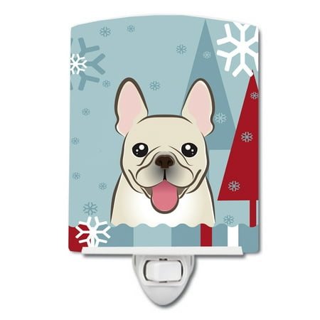 

Caroline s Treasures BB1734CNL Winter Holiday French Bulldog Ceramic Night Light 6x4x3 multicolor