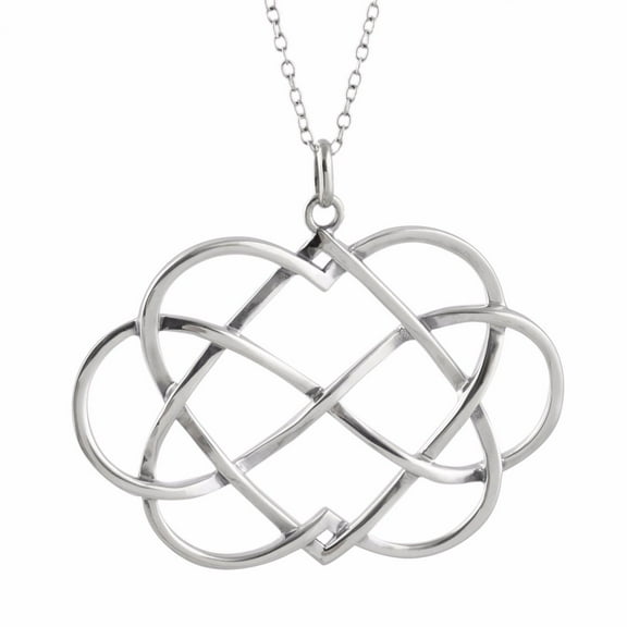 Sterling Silver Infinity Sign Double Heart Pendant Necklace, 18"