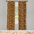 thumbnail image 5 of Ambesonne Abstract Window Curtains, Spots Waves Elliptic, Each 28" W x 84" L, Orange Brown, 5 of 5