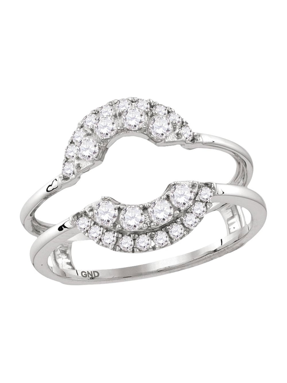 14kt White Gold Womens Round Diamond Solitaire Enhancer Wedding Band 1/