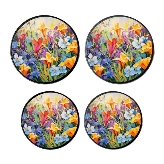 Round Stove Burner Covers 4 Pcs,Oil Painting of Spring Flowers Cute Round Electric Stove Burner Covers 8Inch And 10Inch