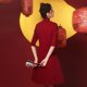 thumbnail image 5 of Vestido de novia estilo cheongsam para mujer, corto, modificado, color rojo vino, para otoño, 5 of 5