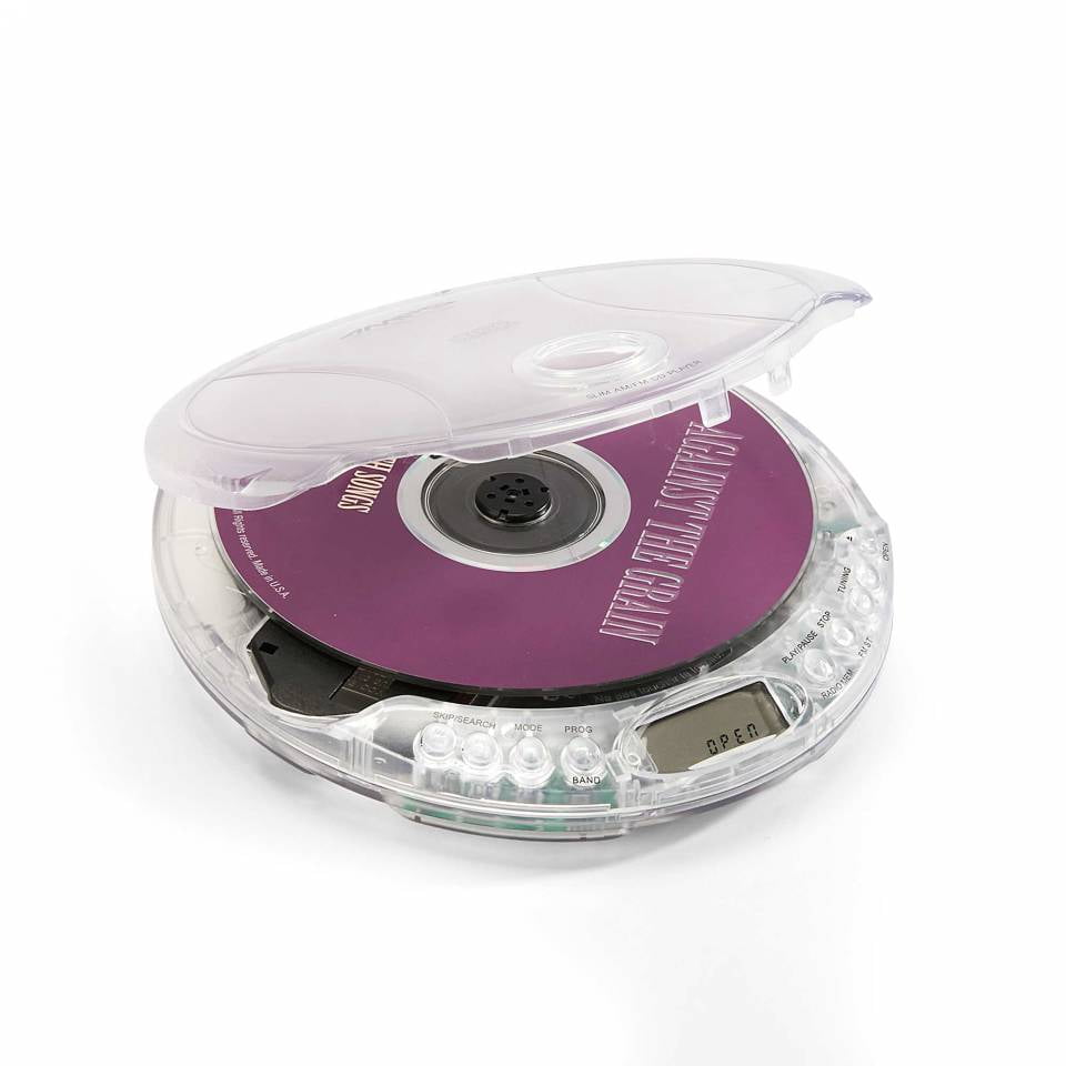Amp'd Clear Portable Walkman CD Player+ earbuds AM FM Radio With 20 Track Memory
