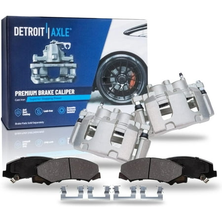Detroit Axle - Front Disc Calipers + Ceramic Brake Pads Replacement for 2006-2013 Chevrolet Impala Monte Carlo Buick Lucerne - 4pc Set