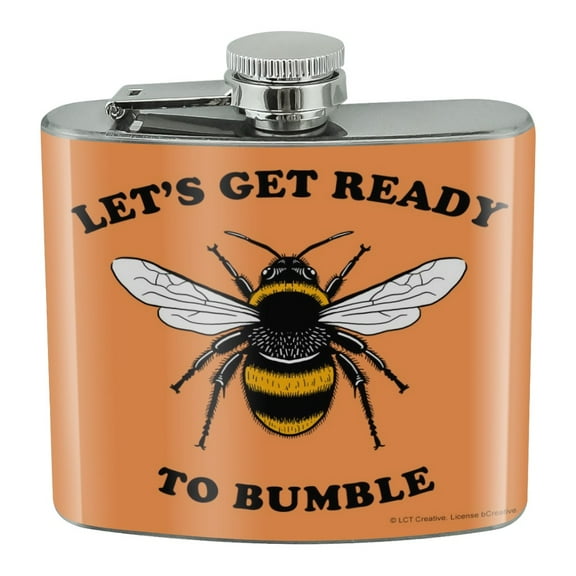 Let's Get Ready to Bumble Bee Rumble Funny Humor Stainless Steel 5oz Hip Drink Kidney Flask