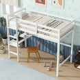 thumbnail image 3 of Twin Size Loft Bed with Desk - 66.5" High Rubber Wood Loft Bed with Ladder and Safety Guardrail for Bedroom Dorm Small Room, (White), 3 of 7