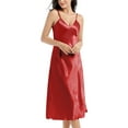 thumbnail image 6 of Women Satin Nightgown Silk Chemise Mini Slips V Neck Negligee Sleepwear with Adjustable Straps Watermelon Red XXL, 6 of 6