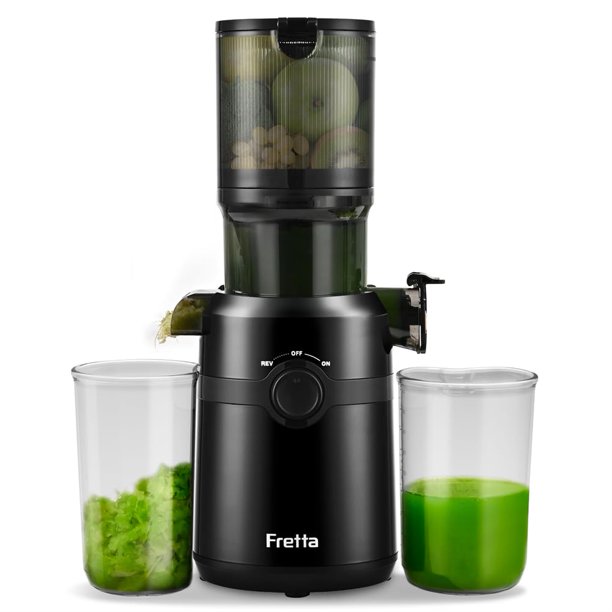Exprimidor Fretta de prensado en frío, libre de BPA, 200 W, negro