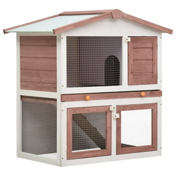 Casafoyer Outdoor Rabbit Hutch 3 Doors Brown Wood