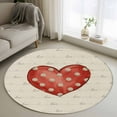 thumbnail image 2 of Valentine's Day Washable Round Area Rug 4 ft, Vintage Watercolor Dots Red Love Heart Linen Texture, Soft Non Slip Rugs Stain Repellent Indoor Felt Carpet for Living Dining Room Bedroom Home Office, 2 of 9
