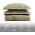 thumbnail image 5 of Chezmoi Collection Kingston King Size Bedspread Set, 3-Piece Khaki Oversized Quilted Microfiber Lightweight Bedspread Coverlet (118"x106"), 5 of 9