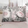 thumbnail image 4 of Throw Pillow Covers Watercolor with Pink Flowers and Leaves on Oil Painting Canvas Floral Pattern Rose Abstract Cushion Pillow Case 12x20 Inches, 4 of 6
