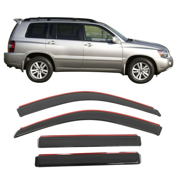 Ikon Motorsports In Channel Window Visors for 2001-2007 Toyota Highlander Acrylic Smoke Rain Guards Side Door Deflectors 4PCS