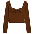 thumbnail image 4 of DHFJKG Womens Long Sleeve Shirts Crop Top Slim Fit Sweetheart Neck Basic Tee Soft Stretch 2026 Fall Top Comfortable Cozy Tops, 4 of 4