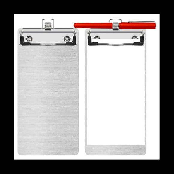 Portapapeles de Aluminio y Metal con PortaláPices Mini Portapapeles de Bolsillo de Aluminio de 4,1 X 8,4 Pulgadas Portapapeles A5 para Oficina y Escuela
