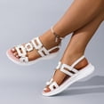thumbnail image 3 of Slingback Sandals for Women Thick Soft Sole Cushion Slides Trendy Splice Open Toe Summer Beach Shoes White Size 9, 3 of 7