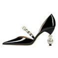 thumbnail image 4 of FSJ Women Elegant Pointy Close Toe Beaded High Heel Pumps Pearls Strappy D'Orsay Pumps Church Party Wedding Dress Shoes Size 4 Black, 4 of 4