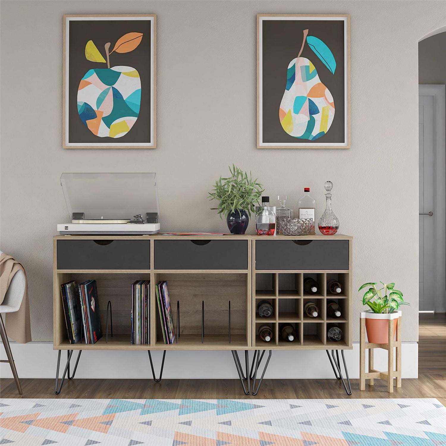 Support Concord Beverage Stockage, Naturel / Noir