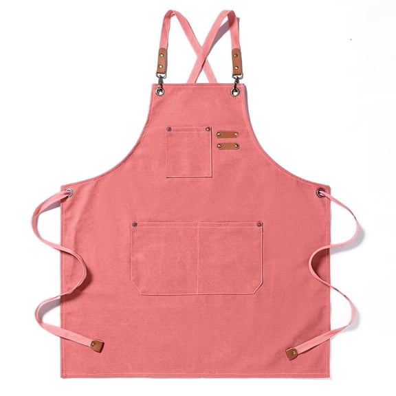 Kitchen Chef Aprons for Women and Men with 3 Pockets for Cooking BBQ Bib Work, Pink