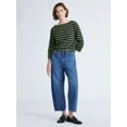 thumbnail image 3 of Free Assembly Women's and Women's Plus Striped Cotton Boatneck Tee with 3/4-Length Sleeves, Sizes XS-4X, 3 of 6
