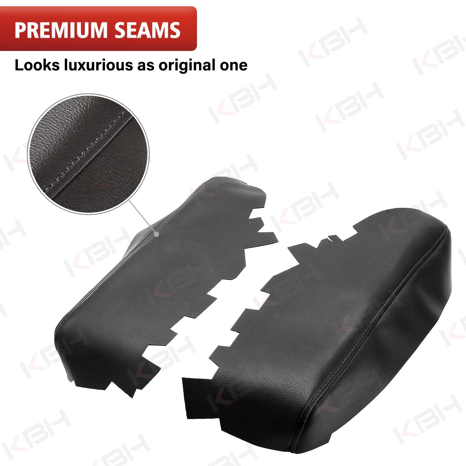 KBH Front Door Panel Armrest Cover Replacement for Toyota Avalon 2013-2018, Anti-Scratch Leather Arm Rest Skin Upholstery, 1 Pair, Black (Leather Part Only)