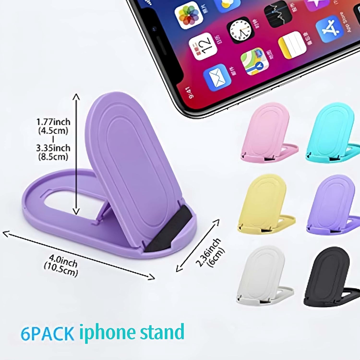 Cell Phone Stands, Portable Stand Holder for Desk Applicable to iPhone and Other Mobile Phones Tablets Foldable Stands 6pack